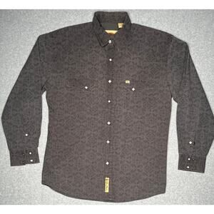 Larry Mahan cowboy collection men's pearl snap shirt grey pockets long sleeve L